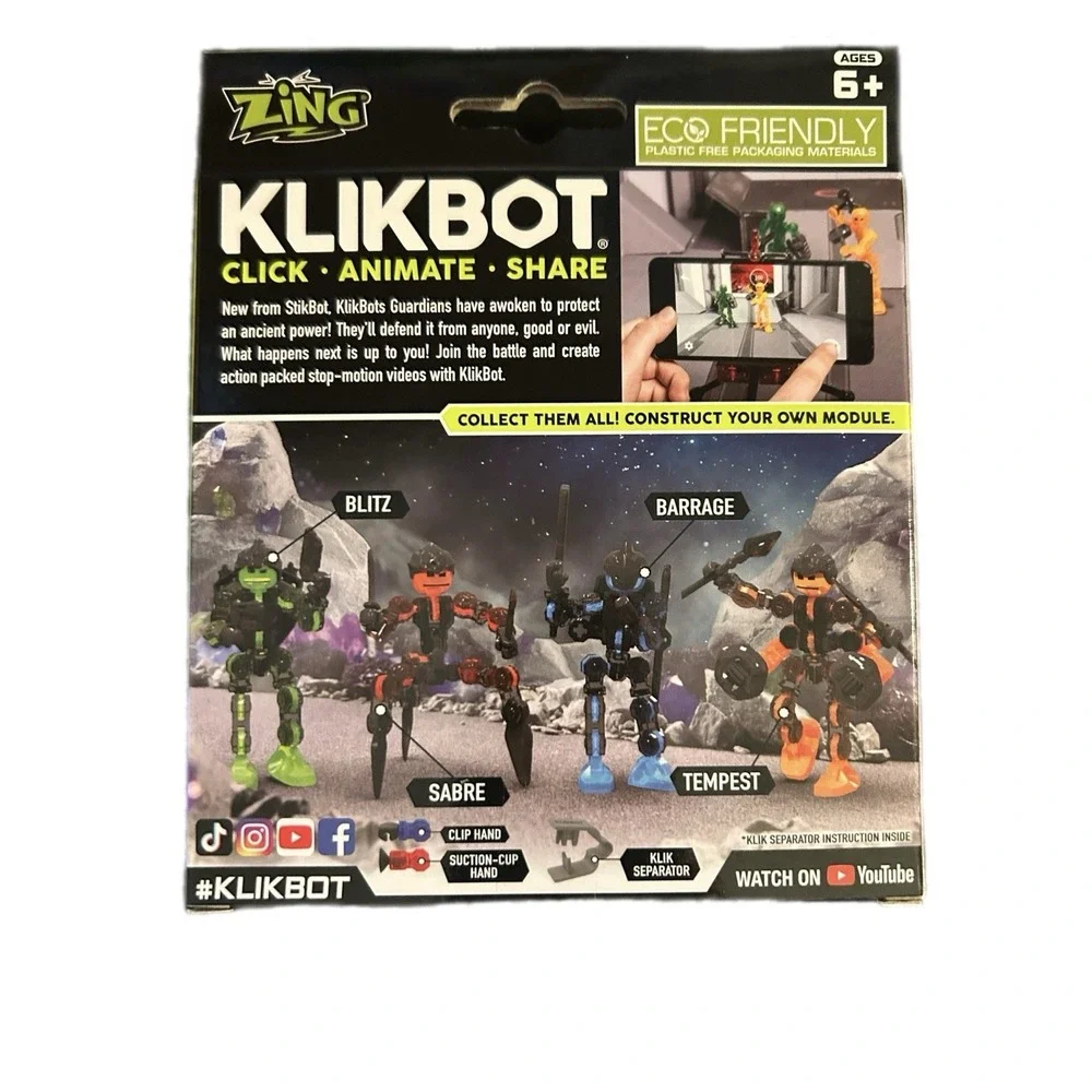 NEW Klikbot Stop Motion Animation Figure Red Guardian Sabre with Accessories